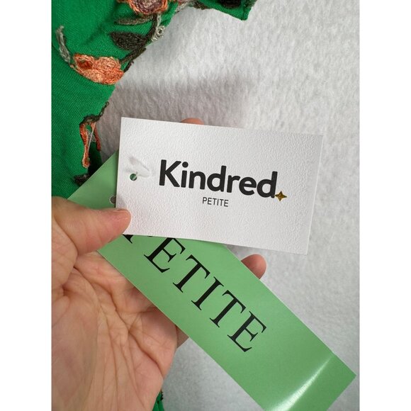 Kindred Petite Green Floral‎ Tiered Maxi floral embroidered beach boho sz PM - Picture 5 of 10